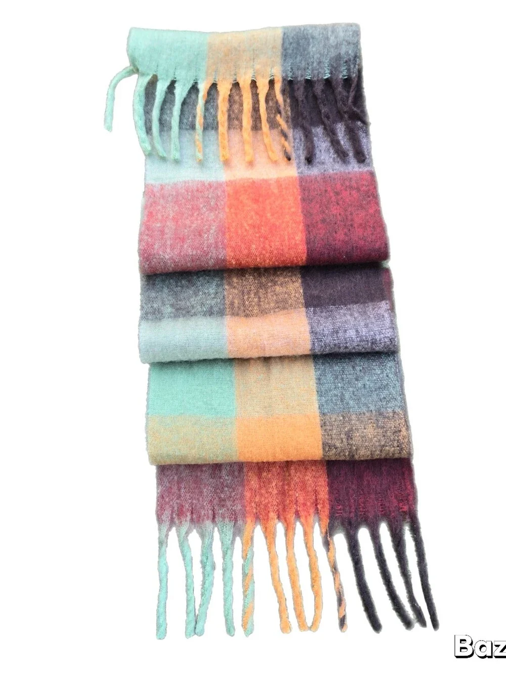 Swedish Mohair Multicolor Checkered Scarf